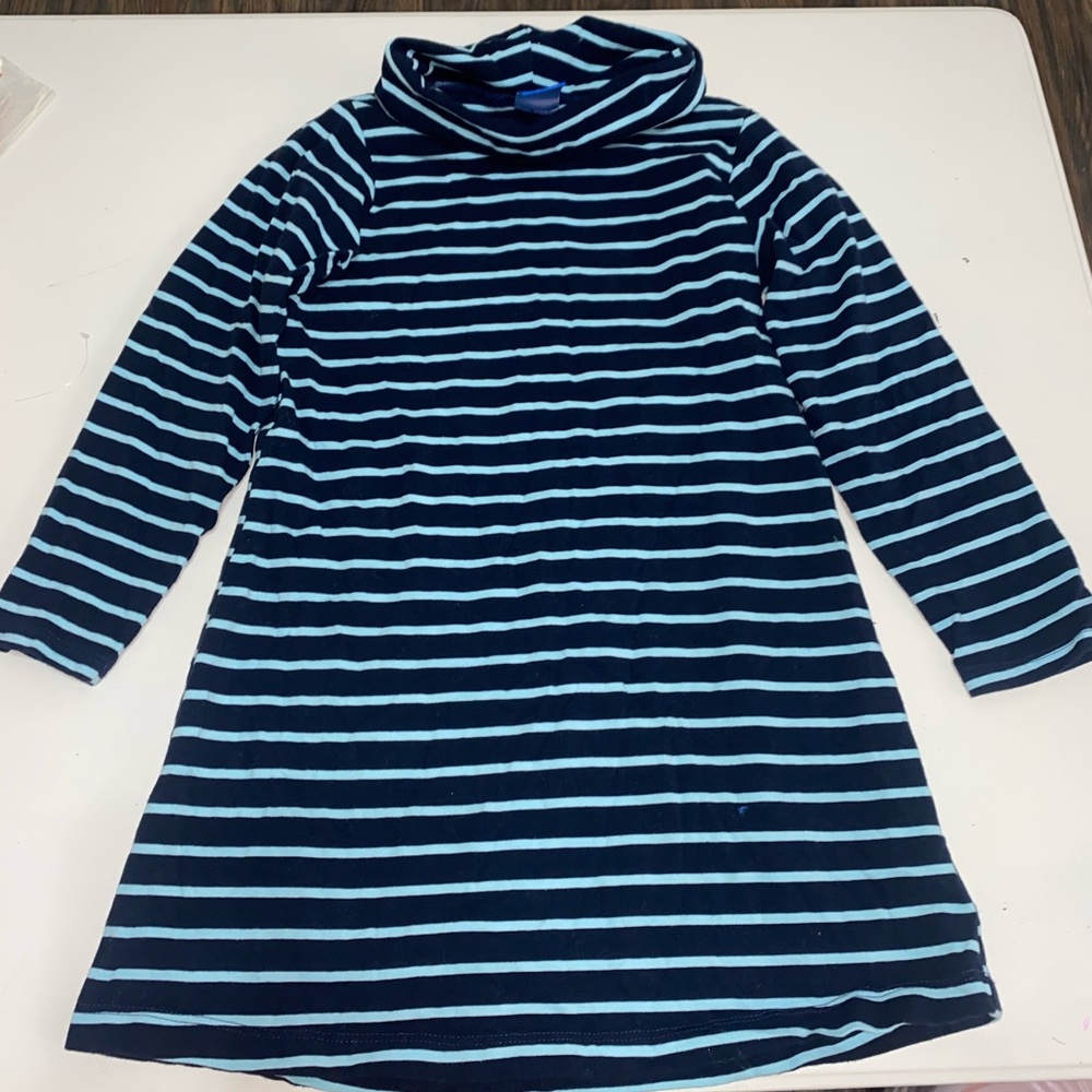 Striped Navy and Light Blue girls dress